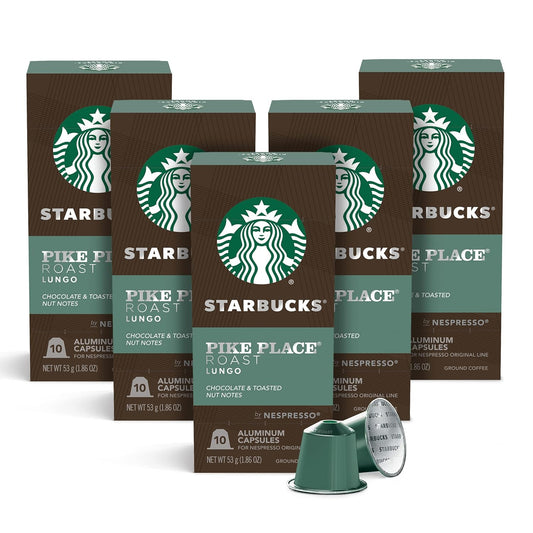 Starbucks by Nespresso Original Line, Pike Place, Medium Roast Coffee, 50-count Espresso Pods